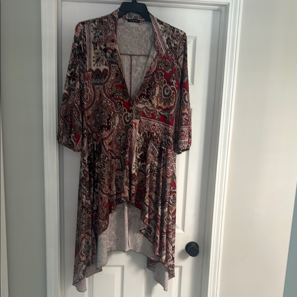 Cha Cha Vente Red Paisley High Low Dress